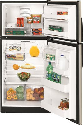 Ge® Energy Star® 17.5 Cu.' Top Freezer Refrigerator, Metallic, Reversible Door Swing