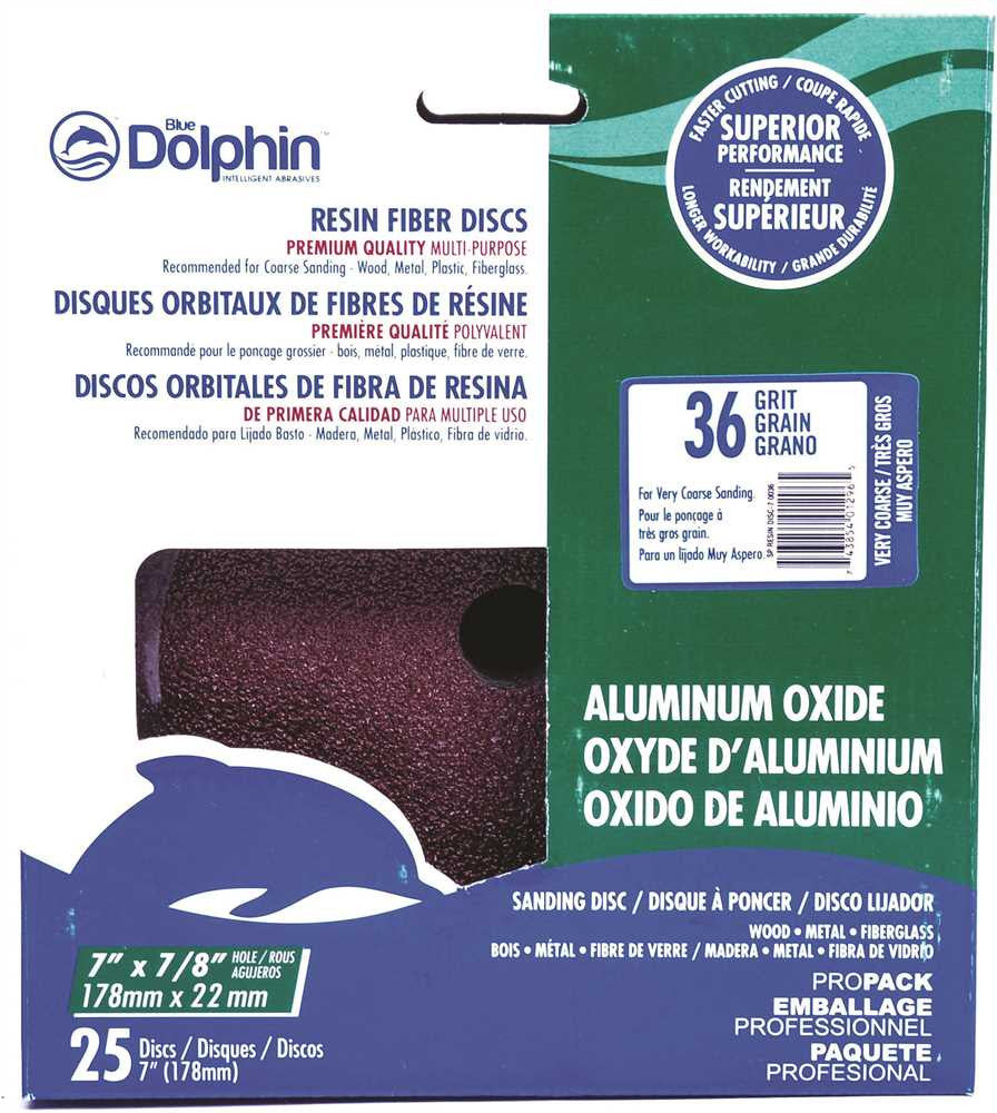 Blue Dolphin™ Resin Fiber Sanding Discs, 7 In. X 7-8 In. Hole, 36 Grit, 25 Pack