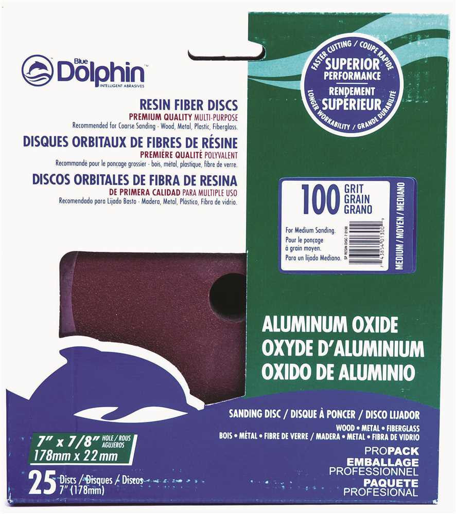 Blue Dolphin™ Resin Fiber Sanding Discs, 7 In. X 7-8 In. Hole, 100 Grit, 25 Pack