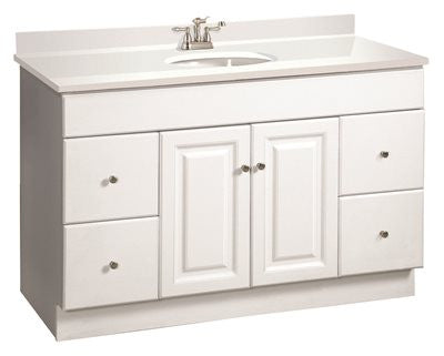 Design House® Wyndham Bathroom Vanity Cabinet, Ready To Assemble, 2 Door, 4 Drawer, White, 48x31-1-2x21"