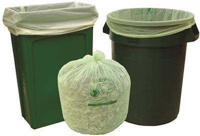 Natur-bag® Compostable Liners, Green-slim, 33 Gallons, 0.8 Mm, 33 In. X 40 In., 25 Liners Per Roll, 8 Rolls Per Case