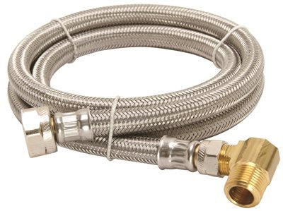 Dishwasher Connector Supply Line, 1-2" Fip X 3-8" Compression X 48" Long With Elbow, Stainless Steel For Durapro®