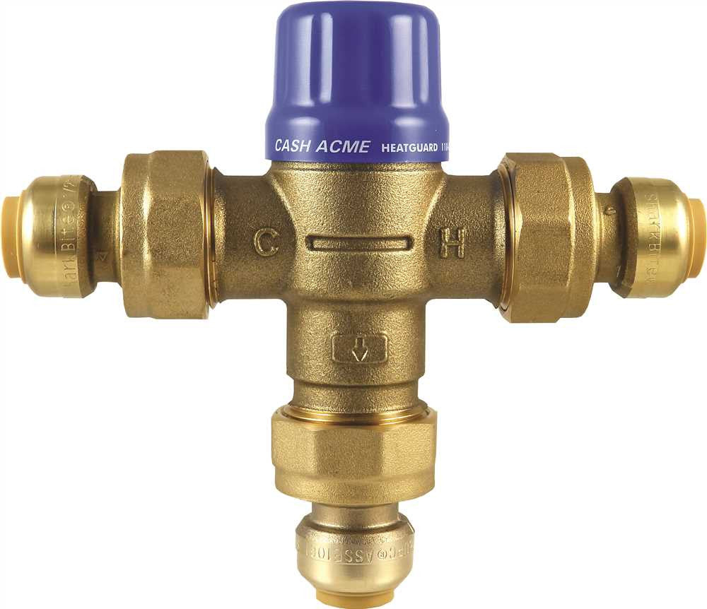 Cash Acme® Heatguard® 110-dlf Thermostatic Mixing Valve With Sharkbite® Connections, 1-2 In., Lead Free