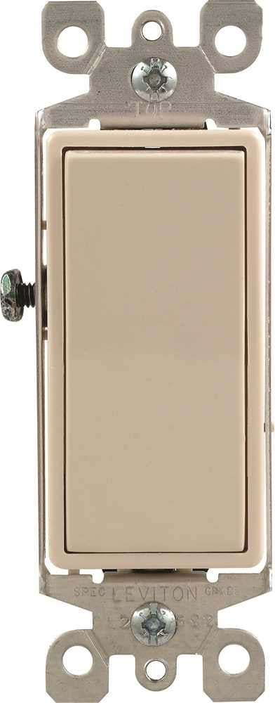 Leviton® Decora® 1-pole Residential Grade Ac Quiet Illuminated Rocker Switch, Light Almond, 120 - 277 Volts, 15 Amps