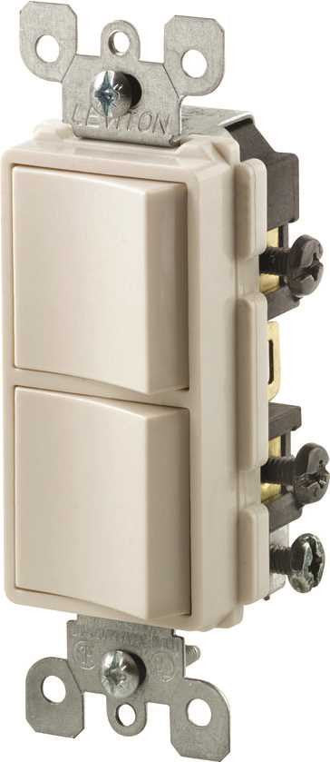 Leviton® Decora® 1-pole - 1-pole Commercial Grade Ac Combination Rocker Switch, Light Almond, 120 - 277 Volts, 15 Amps