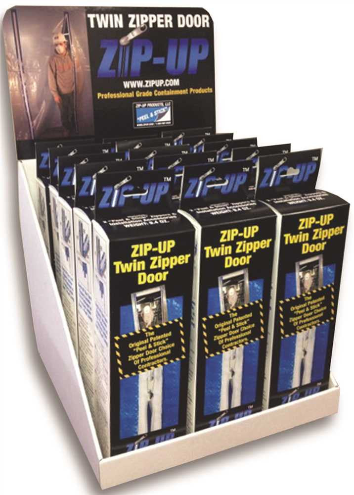 Zip-up™ Peel & Stick Zipper Counter Display, Includes 15 2-packs Per Display