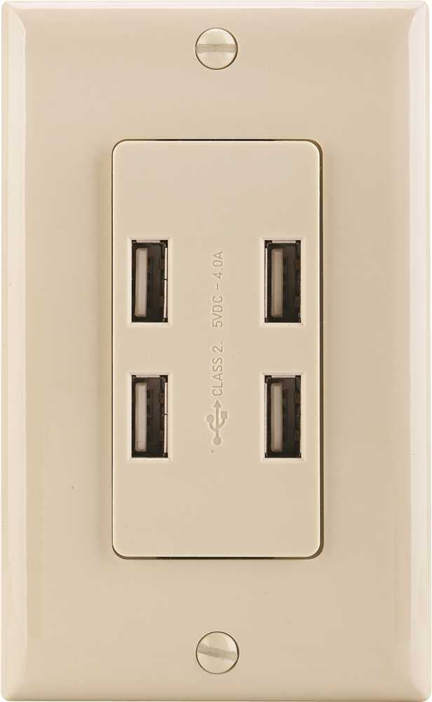 Preferred Industries™ Usb Charging Receptacle, 4 Port, Ivory