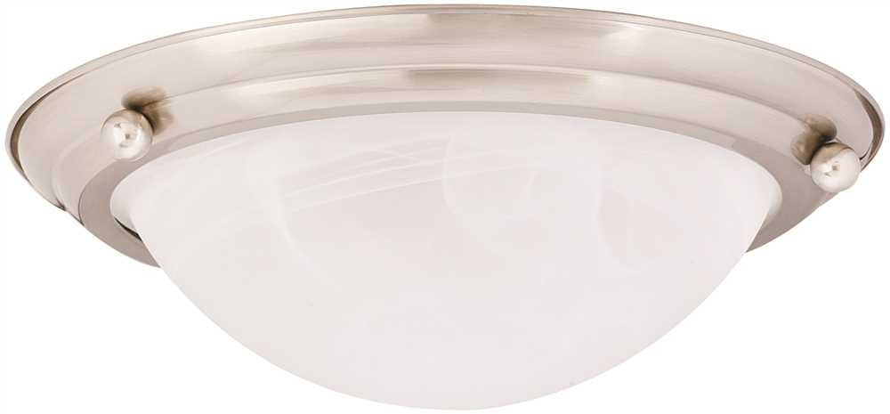 Monument® Flush Mount Ceiling Fixture, Brushed Nickel, 15-1-2 X 4-3-4 In., Uses 2 75-watt Incandescent Medium Base Lamps*