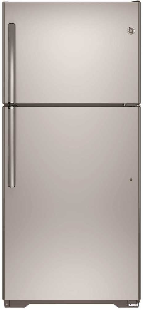Ge® 18.2 Cu. Ft. Top Freezer Refrigerator, Stainless Steel, Reversible Door Swing