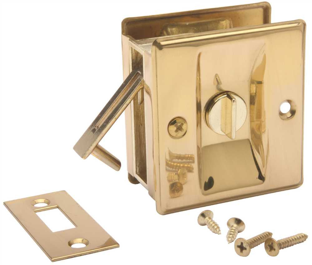 Fast Mount® Pocket Door Passage Privacy Lock Pull, 1-3-8 In. -1-3-4 In., Brass