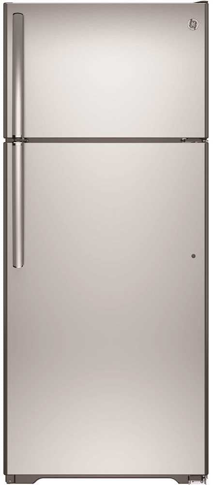 Ge® 17.5 Cu. Ft. Top Freezer Refrigerator, Stainless Steel, Reversible Door Swing