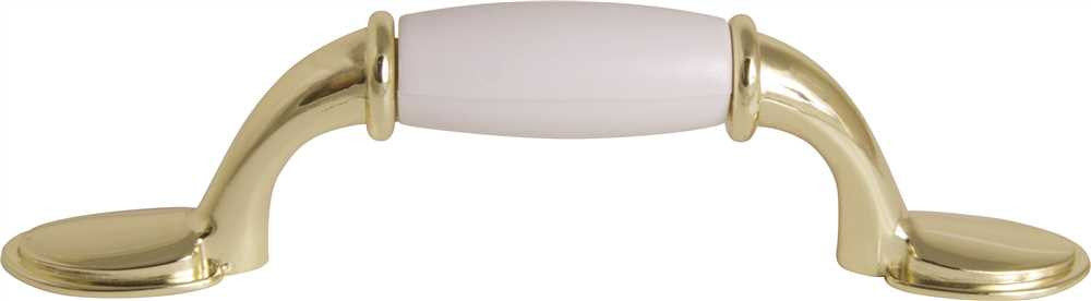 Anvil Mark® Decorative Drawer Pull, 3 In., White And Polished Brass, 5 Per Pack