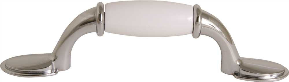 Anvil Mark® Decorative Drawer Pull, 3 In., White And Polished Chrome, 5 Per Pack