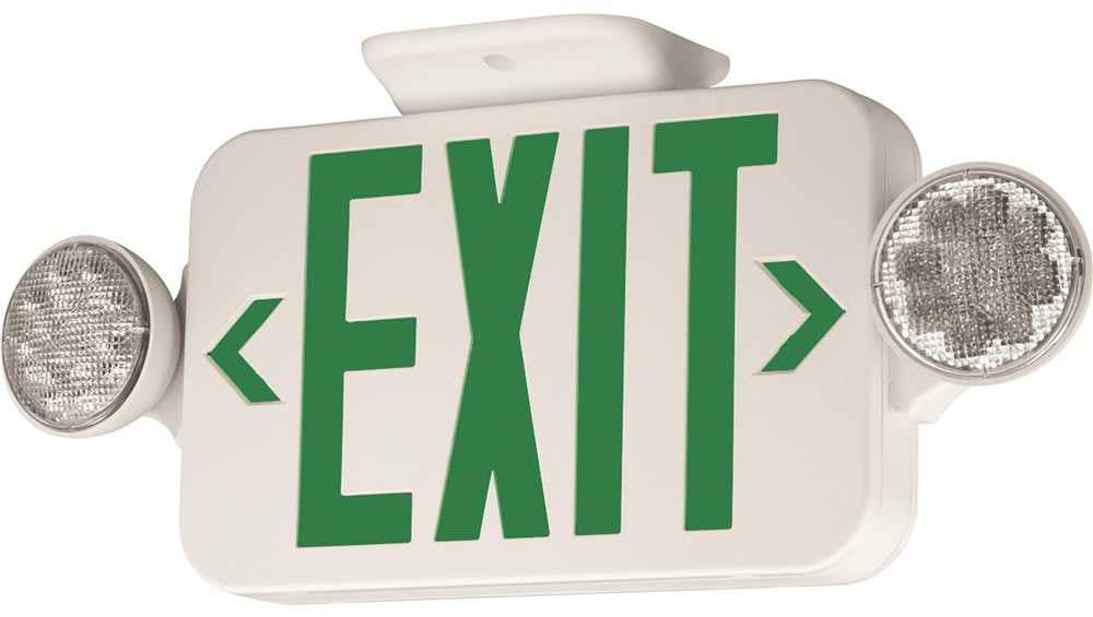 Compass® Led Combination Exit-emergency Light, Green Letters, White, Damp Location Listed, Remote Capacity