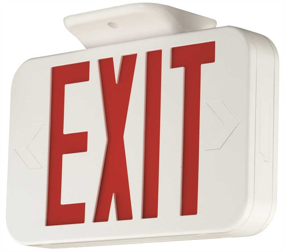 Compass® Led Exit Sign With Nicad Battery, Red Letters, White, Damp Location Listed, Remote Capacity