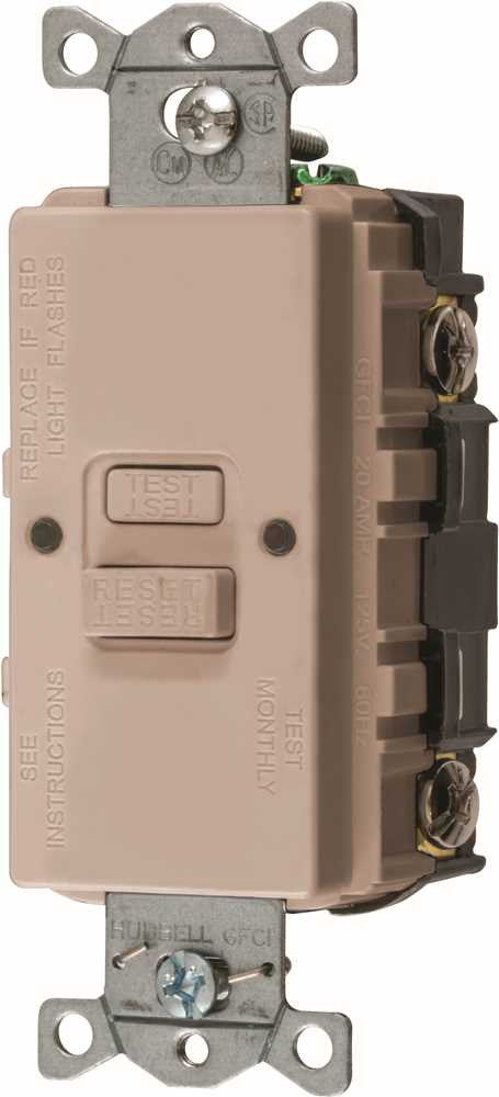 Hubbell® Autoguard® Commercial Blank Face Gfci Receptacle, Light Almond, 125 Volts, 20 Amps