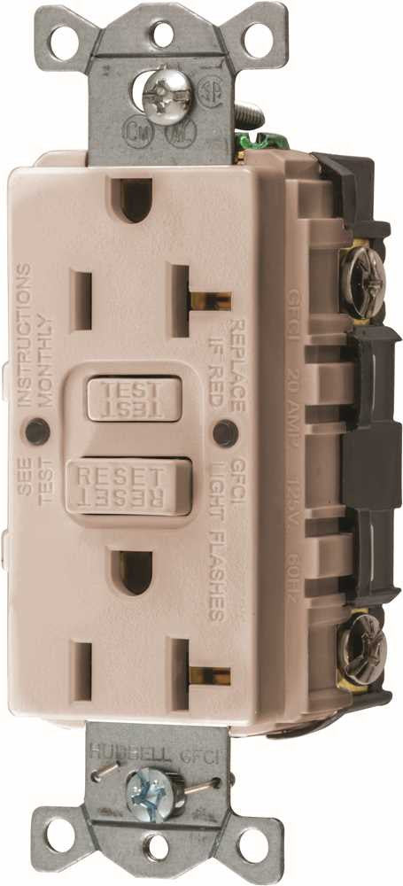 Hubbell® Autoguard® Commercial Standard Gfci Receptacle, Light Almond, Nema 5-20r, 125 Volts, 20 Amps