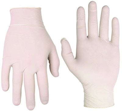 Clc® Disposable Powder-free Latex Gloves, White, Medium, 5 Mil, 100 Gloves Per Box