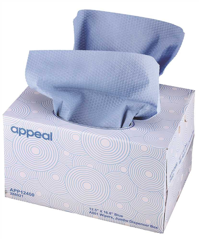 Appeal® A801 Wipers, Blue, 12.5" X 16.8", Heavy Duty, Brag Box, 160 Sheets Per Box