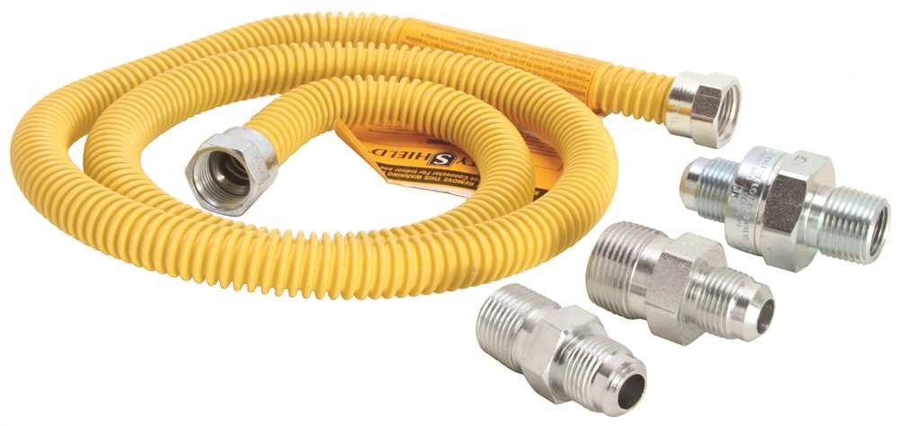 Dormont® Gas Water Heater - Dryer Connector Kit With Suprsense® Excess Flow Valve, Stainless Steel, 48 In., 1-2x3-8 In.