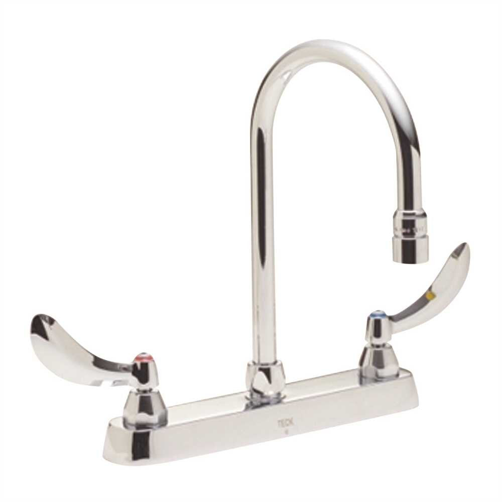 Delta® Lead-free Deck-mounted Kitchen Faucet With Gooseneck Spout And Wristblade Handles, 8-inch Center, Chrome-plated