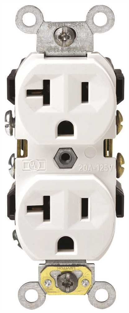Leviton® 2-pole Commercial Grade Duplex Receptacle, Straight Blade, Ivory, Nema 5-20r, 125 Volts, 20 Amps