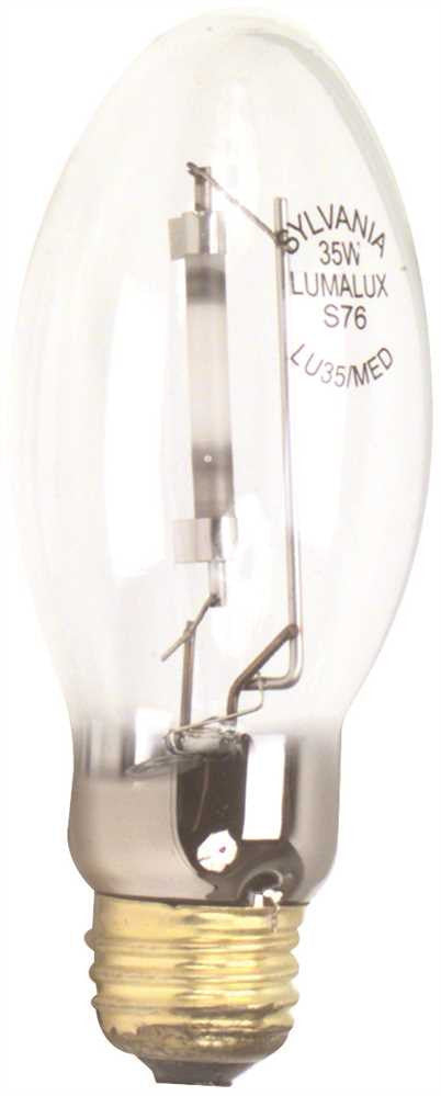 Sylvania Lumalux® High Pressure Sodium Lamp, E17, 35 Watt, 52 Volts, E26 Medium, Clear, Universal Burn