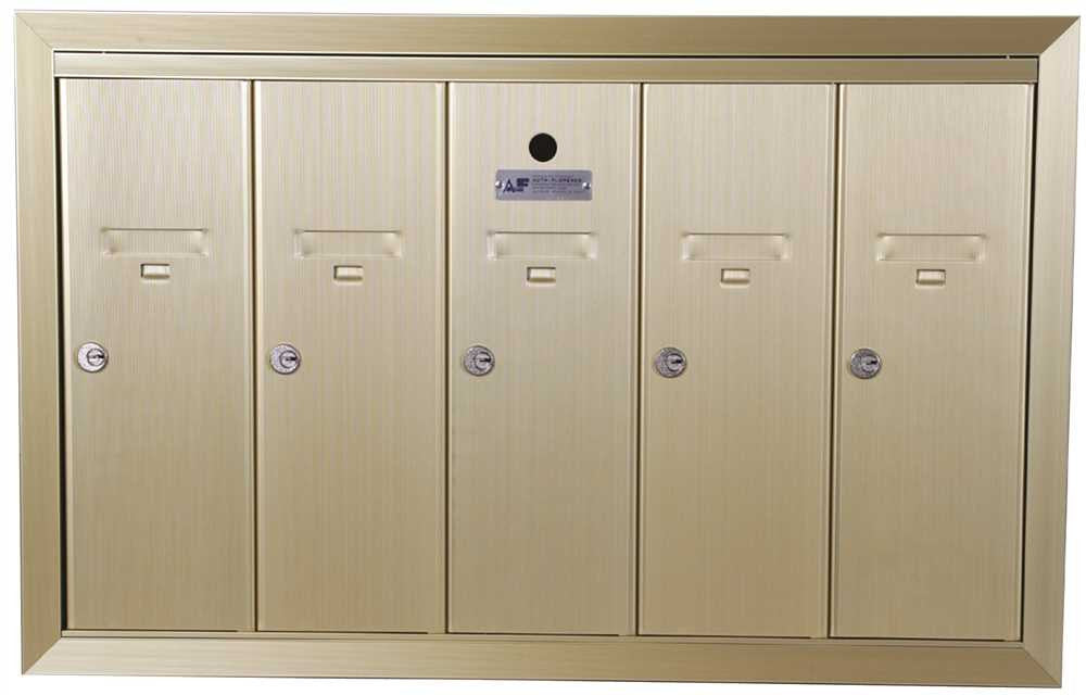 Auth-florence Recessed Vertical 5 Compartment Mailbox, Gold