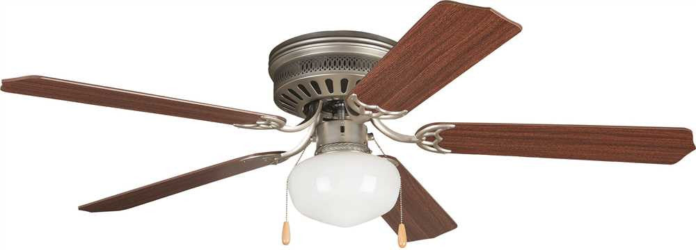 Bala® Hugger Ceiling Fan With Light, One 60 Watt Incandescent Candelabra Base Bulb, 52 In., Ash And Mahogany, Brushed Pewter
