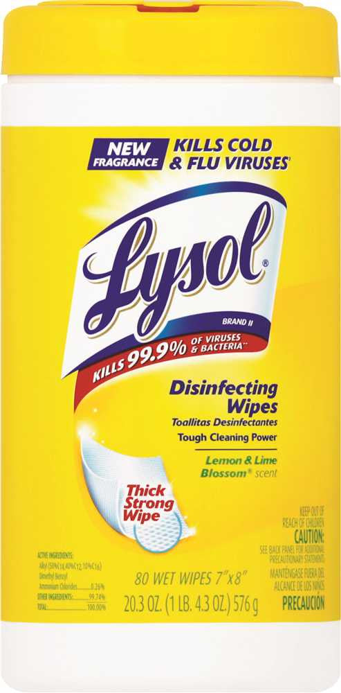 Lysol® Surface Sanitizing Wipes, Citrus Scent, 80 Wipes Per Canister