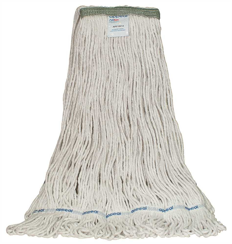 Appeal® Looped-end Rayon Mop Head With 1-foot Headband, 24 Oz., White