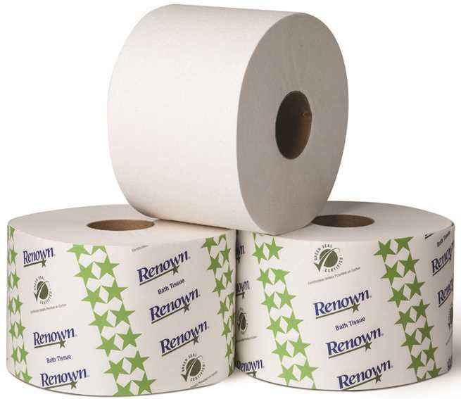 Renown® 2-ply Controlled-use Bath Tissue With Opticore®, White, 3-3-4x4 In., 865 Sheets Per Roll, 36 Rolls Per Case