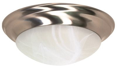 Flush Mount Three Light 17 In.  Brushed Nickel With Alabaster Glass, Incandescent