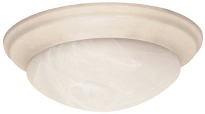 Flush Mount Two Light 14 In.  Textured White,  Alabaster Glass, Incandescent