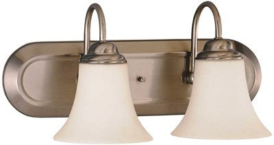 Vanity Light, Bn, 2-light, Satin Wht Glass, Fl