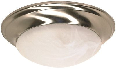 Flush Mount One Light 12 In. Brushed Nickel With  Alabaster Glass