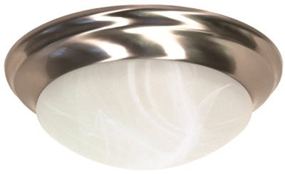 Flush Mount Two-light Ceiling Fixture With Alabaster Twist-lock Glass, 14 In., Brushed Nickel