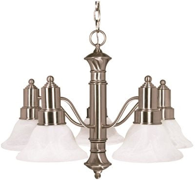 Nuvo&reg; Gotham Transitional Chandelier, Bushed Nickel, 24.5x17.5", Uses 5 60-watt Medium Base Bulbs (not Included)