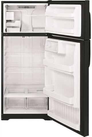 Ge&reg; Energy Star&reg; 18.1 Cu. Ft. Top Freezer Refrigerator, Black, Reversible Door Swing