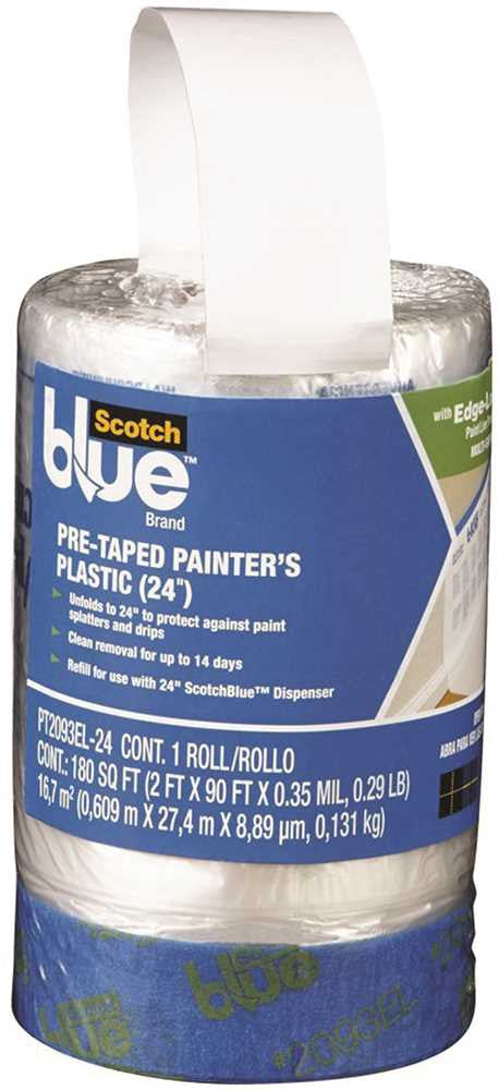 3m Scotchblue&trade; Pre-taped Painter's Plastic, 24 In. Refill