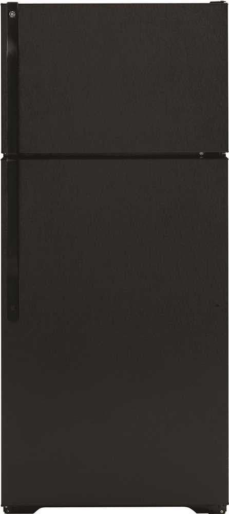 Ge&reg; 15.5 Cu. Ft. Top Freezer Refrigerator, Black, Reversible Door Swing