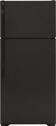 Ge&reg; 15.5 Cu. Ft. Top Freezer Refrigerator, Black, Reversible Door Swing