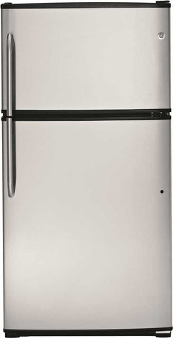 Ge&reg; Energy Star&reg; 21.2 Cu. Ft. Top Freezer Refrigerator, Stainless, Reversible Door Swing