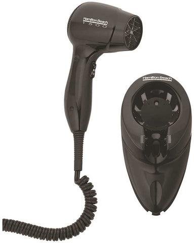 Hamilton Beach&reg; Wall Mount Hair Dryer, Black, 1500 Watts, 125 Volts