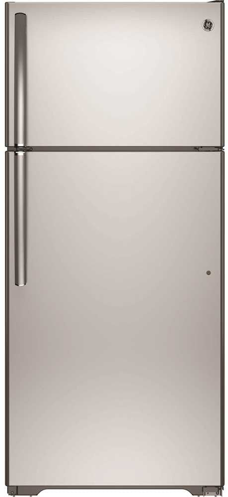 Ge&reg; 15.5 Cu. Ft. Top Freezer Refrigerator, Stainless Steel, Reversible Door Swing