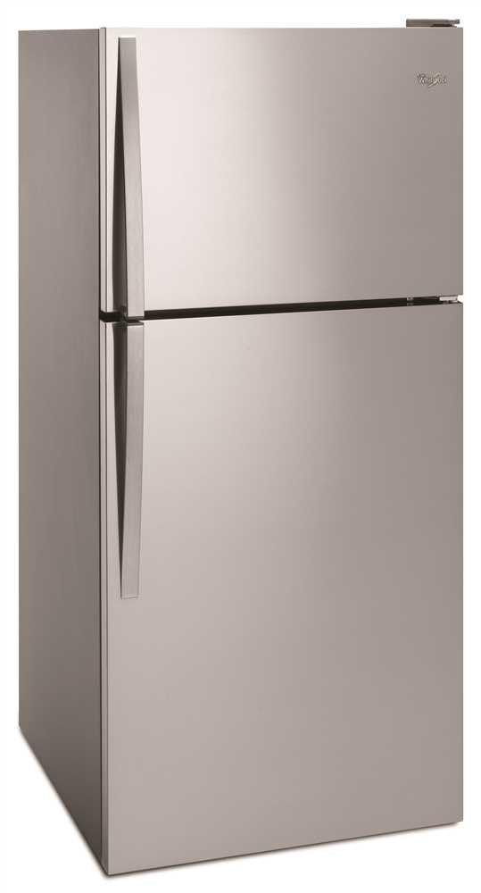 Whirlpool&reg; 18.2 Cu. Ft. Top Freezer Refrigerator, Monochromatic Stainless Steel, Reversible Door Swing