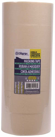 Blue Dolphin&trade; General Purpose Masking Tape, 2 In., 1.88 In. X 60 Yd., 6 Rolls Per Pack