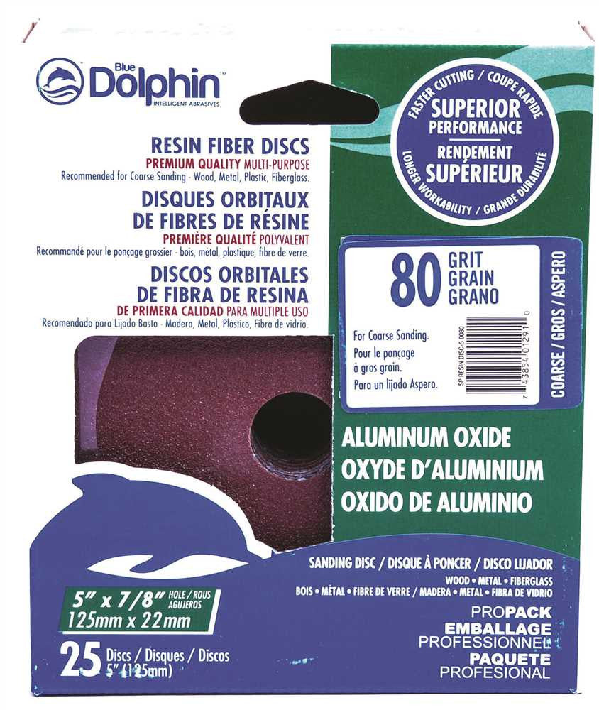 Blue Dolphin&trade; Resin Fiber Sanding Discs, 5 In. X 7-8 In. Hole, 80 Grit, 25 Pack