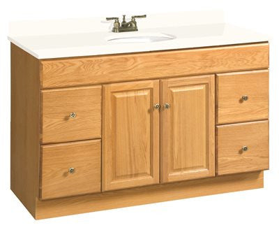 Design House&reg; Claremont Bathroom Vanity Cabinet, Ready To Assemble, 2 Door, 4 Drawer, Honey Oak, 48x31-1-2x21"