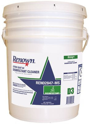 Renown&reg; Citrus Quat 64 Disinfectant Cleaner, 5 Gallon, 1 Pail